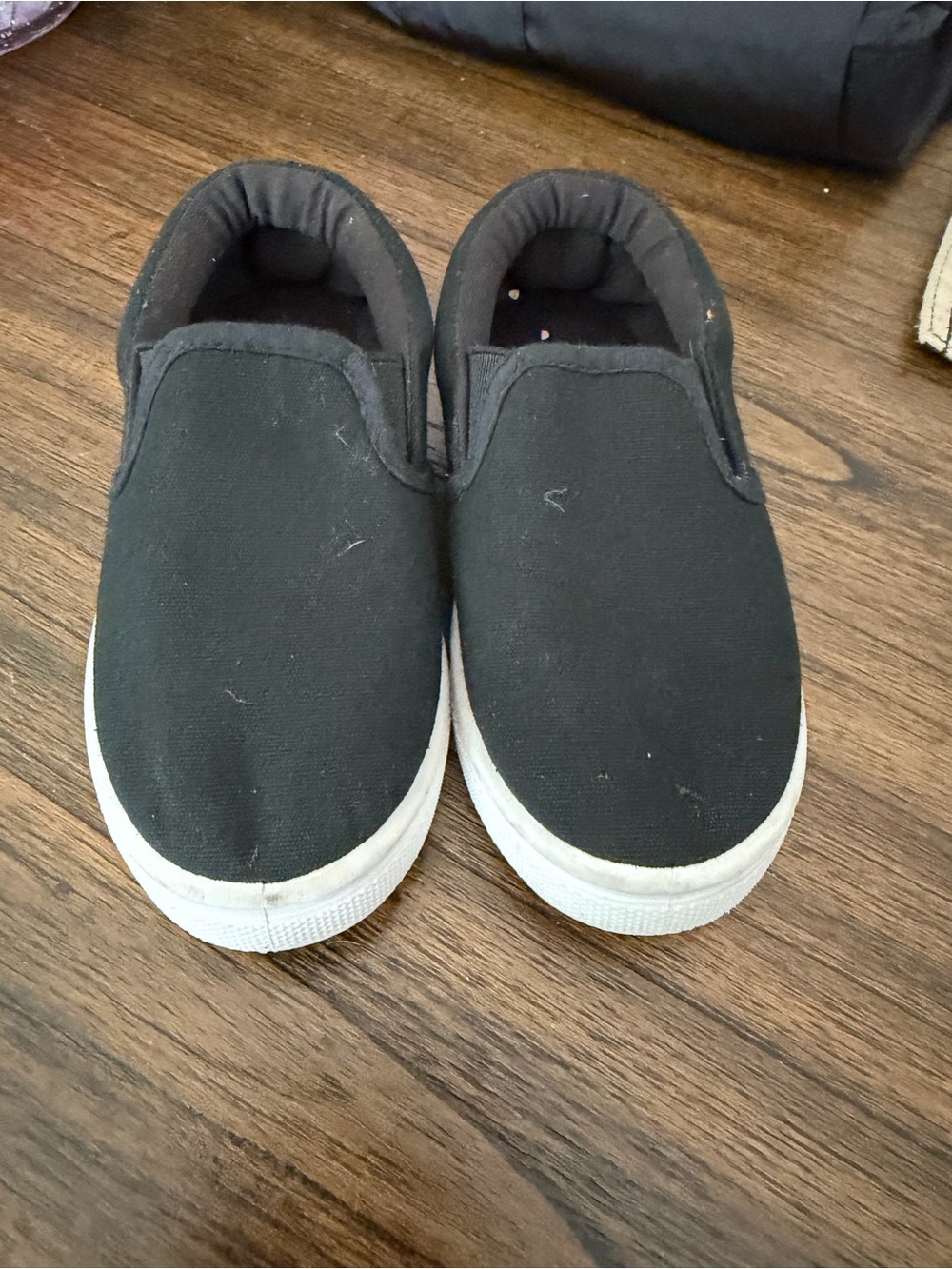 fabkids Black Slip-On Canvas Sneakers with White Sole